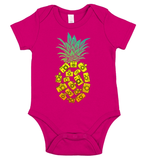 PINEAPPLE CAMERA PHOTOGRAPHER Short Sleeve Baby One-Piece