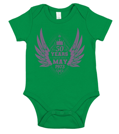 Vintage 50th Birthday with Angel Wings and Crown Short Sleeve Baby One-Piece