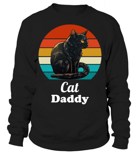 Cat Daddy Black Cat Vintage Eighties Style Retro Sweatshirt Unisex