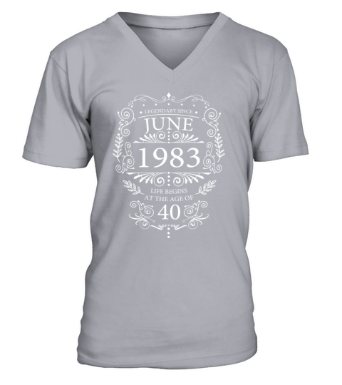 40th Birthday Gifts June 1983 Vintage V-Neck T-shirt