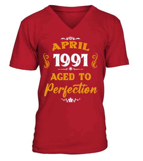 April 1991 Vintage Birthday Present V-Neck T-shirt