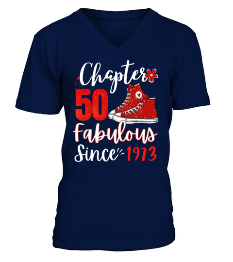 Chapter 50 Fabulous Since 1973 Woman Birthday Born V-Neck T-shirt