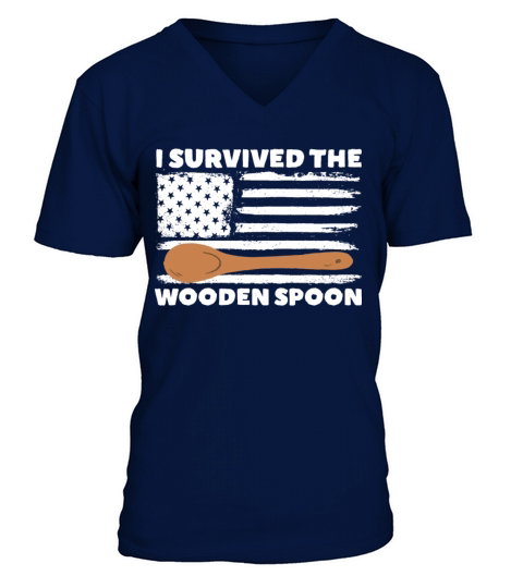 I Survived The Wooden Spoon American Flag Patriot V-Neck T-shirt