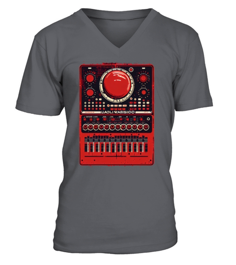 Red Synthesizer Analogue Synth Vintage Studio Gear V-Neck T-shirt