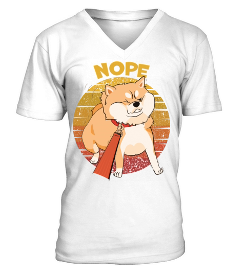 Shiba Inu Dog Vintage Art V-Neck T-shirt