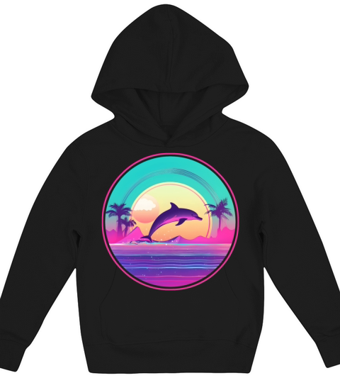 80s 90s Vintage Dolphin Style Kids Hoodie