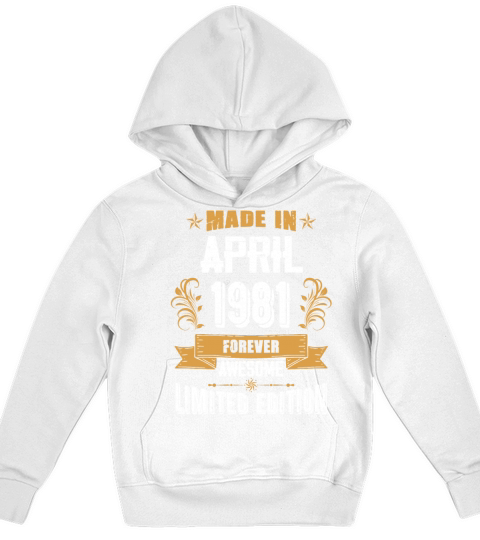 April 1981 Vintage Birthday Present Kids Hoodie