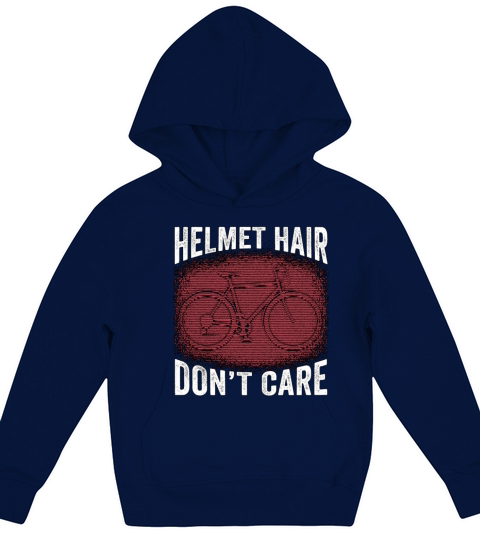 Bicycle Helmet Hair Dont Care Road Bike Cyclist Kids Hoodie