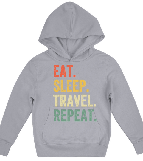 Eat Sleep Travel Repeat Funny Traveler Vintage Kids Hoodie