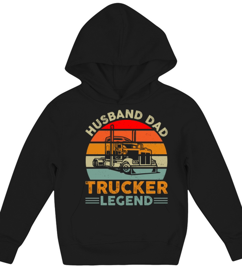 Husband Dad Trucker Legend Vintage Kids Hoodie