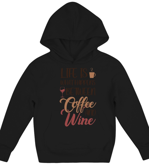 Life is between Coffee and Wine Latte Art Barista Kids Hoodie