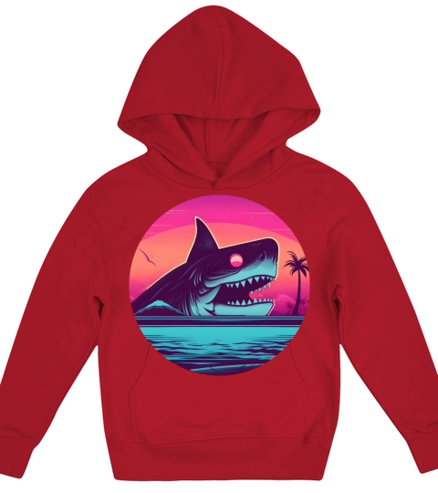 Retro Vintage Shark Lovers Style Kids Hoodie