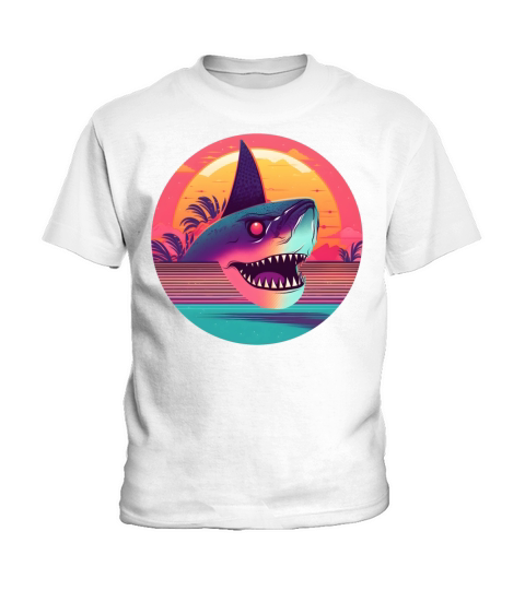 80s 90s Vintage Shark Style Kids T-Shirt