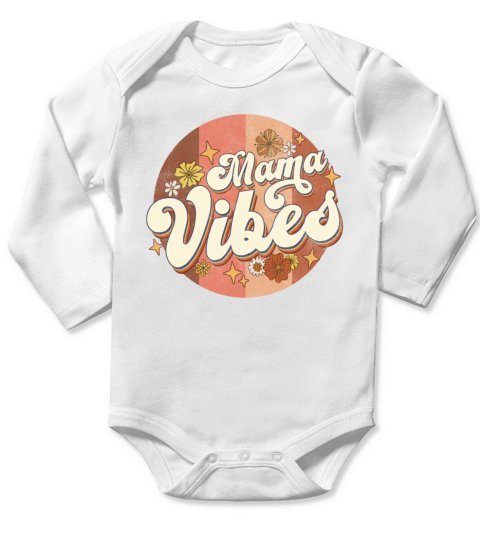 Amazing Mama vibes Retro vintage Long Sleeve Baby One-Piece