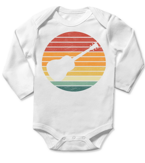 Guitar Lover - Vintage Retro Sunset Guitarist Long Sleeve Baby One-Piece