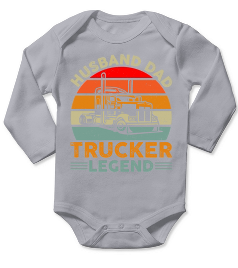 Husband Dad Trucker Legend Vintage Long Sleeve Baby One-Piece