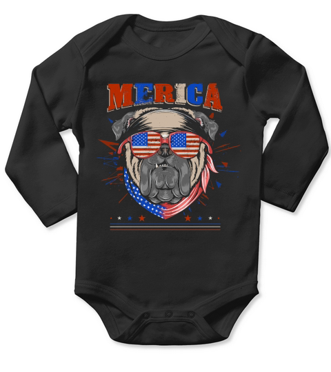Merica 4th July Independence Day Long Sleeve Baby One-Piece