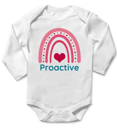 Proactive Viva Magenta Boho Rainbow Long Sleeve Baby One-Piece