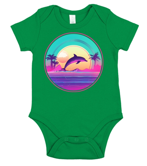 80s 90s Vintage Dolphin Style Short Sleeve Baby One-Piece