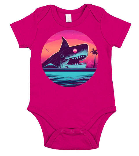 Retro Vintage Shark Lovers Style Short Sleeve Baby One-Piece