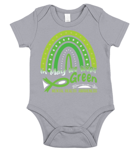Ribbon In May Green For Mental Health Awareness Short Sleeve Baby One-Piece