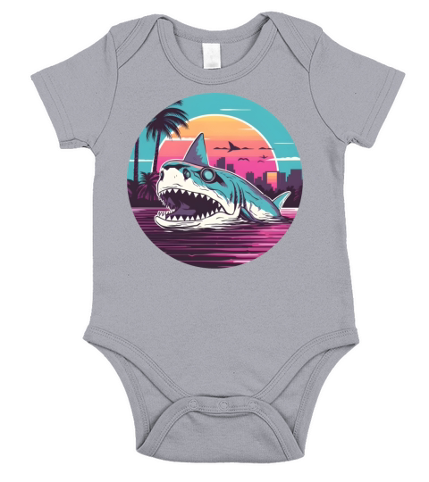 Style Shark Lovers Retro Short Sleeve Baby One-Piece