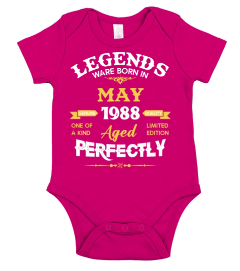 Vintage Aged To Perfection May 1988 Short Sleeve Baby One-Piece
