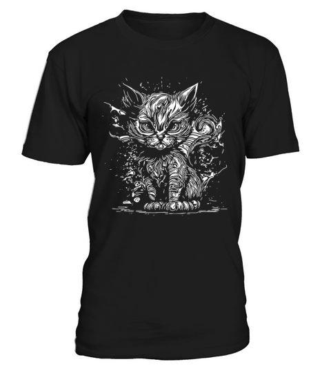Little Bad Cat In Nature Splash Tattoo Style T-Shirt Unisex