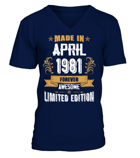 April 1981 Vintage Birthday Present V-Neck T-shirt