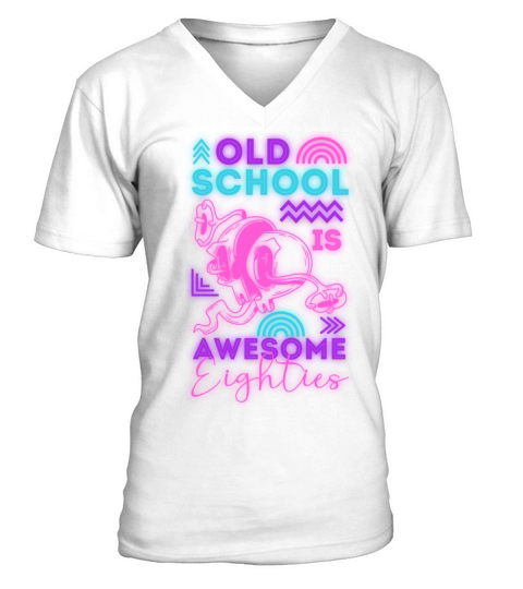 Fluorescent Colors Disco Cassette Party V-Neck T-shirt