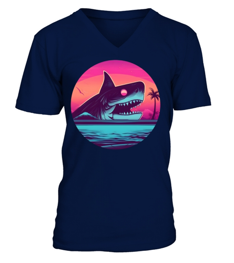 Retro Vintage Shark Lovers Style V-Neck T-shirt