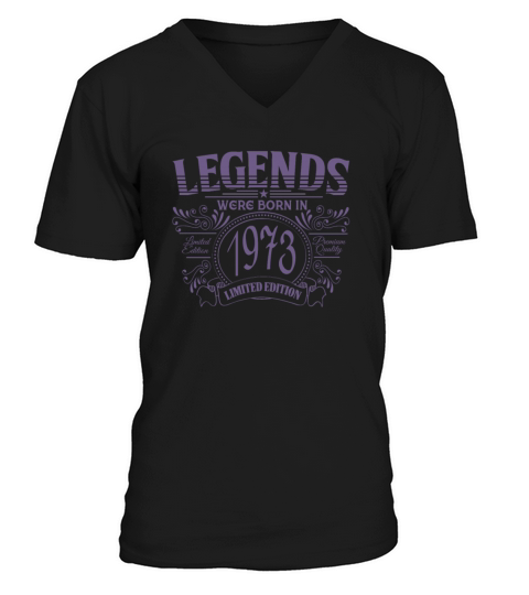 vintage 1973 birthday legend vintage with ornament V-Neck T-shirt