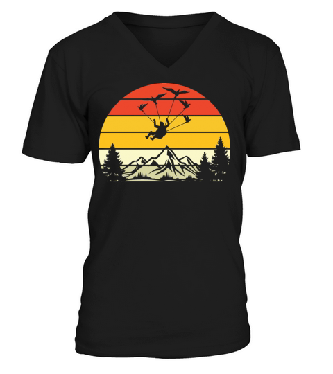 Vintage Skydiving Parachuting Retro Skydiver V-Neck T-shirt