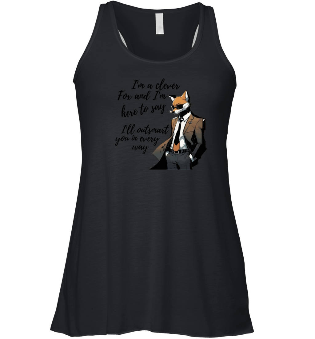 Cool fox in a Suit with a Quote Women's Flowy Tank Top