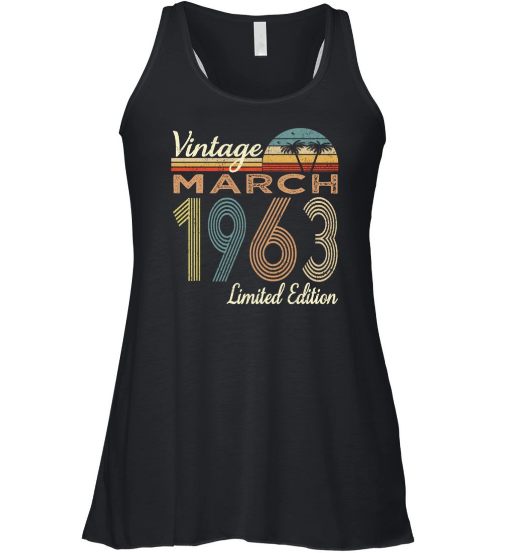 Vintage March 1963 Limited Edition 60th Birthday Women's Flowy Tank Top