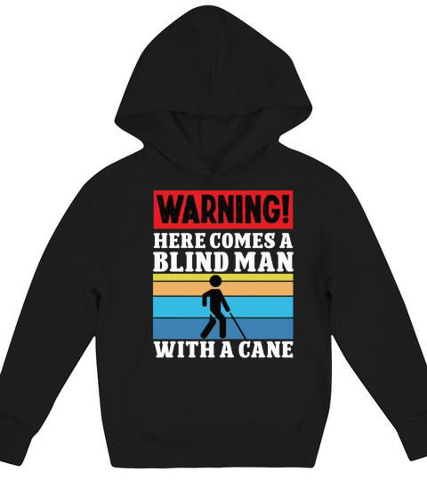 Blindness blind man with cane blindness awareness Kids Hoodie