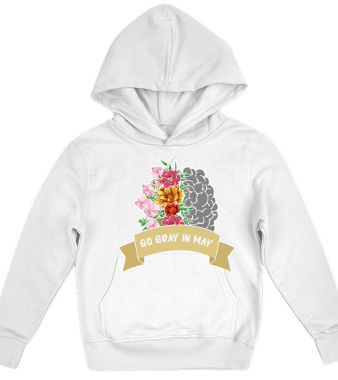 Floral Month May Gray Ribbon Brain Cancer Kids Hoodie