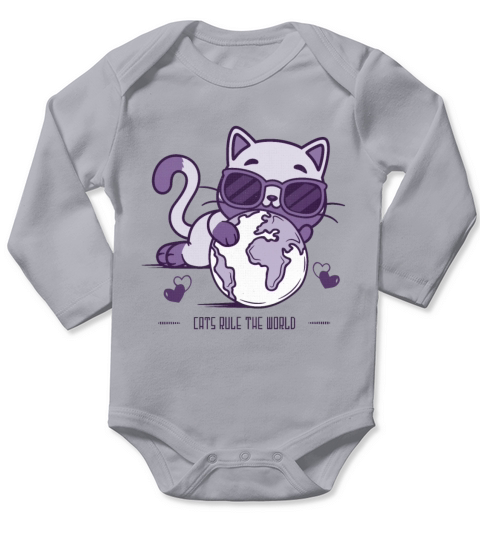 Cats rule the world - funny cat quotes Long Sleeve Baby One-Piece