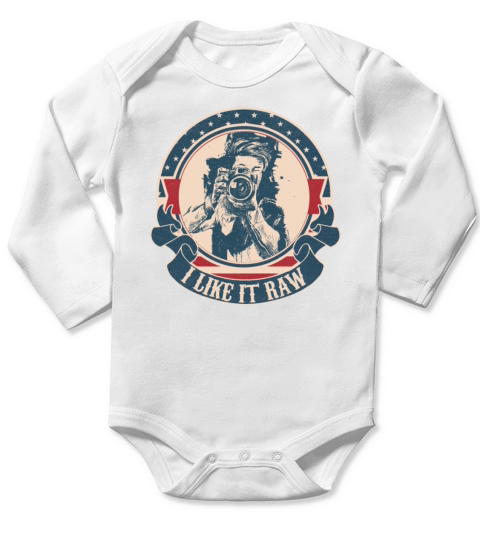 I like it raw photographer vintage Long Sleeve Baby One-Piece