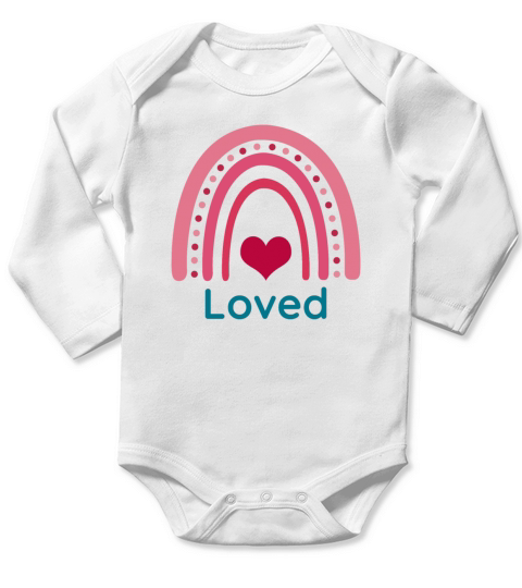 Loved Viva Magenta Boho Rainbow Long Sleeve Baby One-Piece