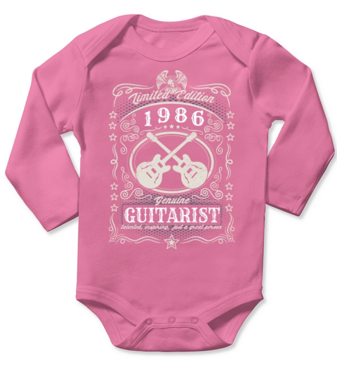 Vintage 1986 Guitarist Birthday Gift Guitar Player Long Sleeve Baby One-Piece