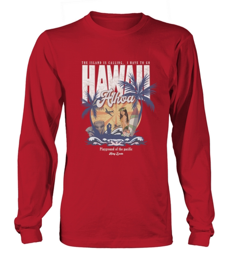 Hawaii Retro Holiday Island Gift USA Long sleeved Unisex