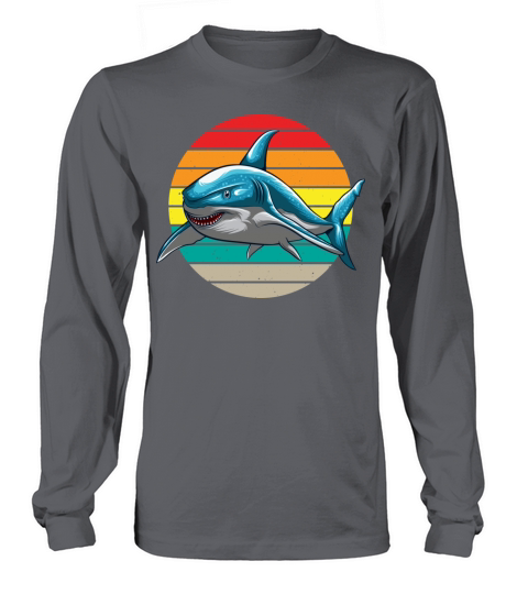 Shark Retro Sun Ocean Animals Long sleeved Unisex