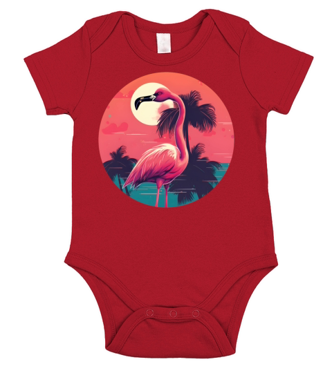 80s 90s Vintage Flamingo Style Short Sleeve Baby One-Piece