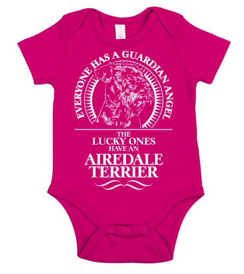 Airedale Terrier Guardian Angel dog quote Short Sleeve Baby One-Piece