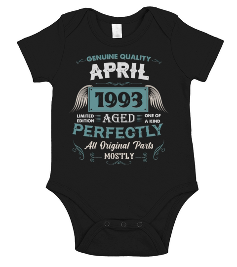April 1993 Vintage Birthday Present Short Sleeve Baby One-Piece