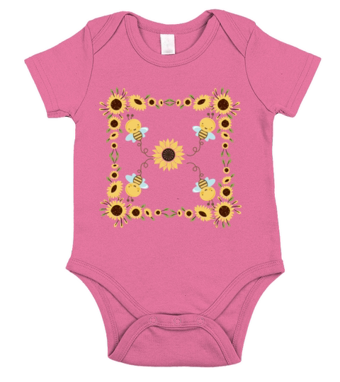 Bee on a sunflower gift Short Sleeve Baby One-Piece