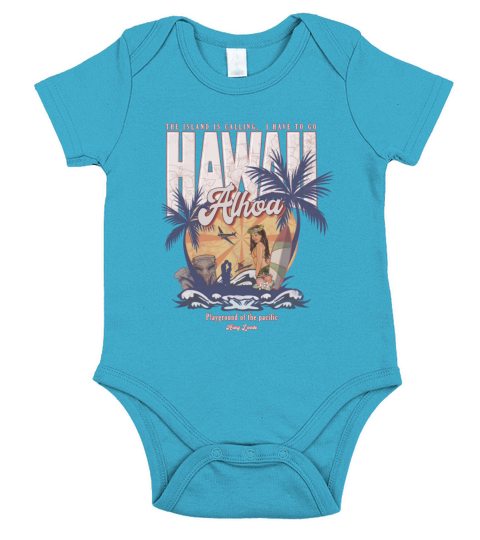 Hawaii Retro Holiday Island Gift USA Short Sleeve Baby One-Piece