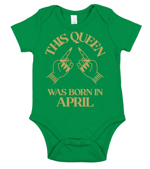 This Queen was born in April with hands apparel Short Sleeve Baby One-Piece