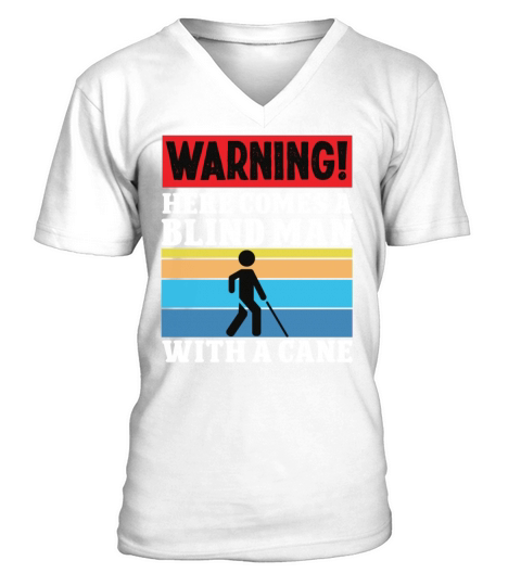 Blindness blind man with cane blindness awareness V-Neck T-shirt